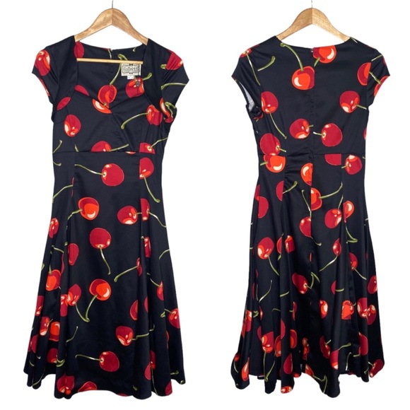 ✨NWT Collectif Regina Doll Cherry Stem Pinup Rockabilly 50s Midi Dress Small 6 - Picture 2 of 12
